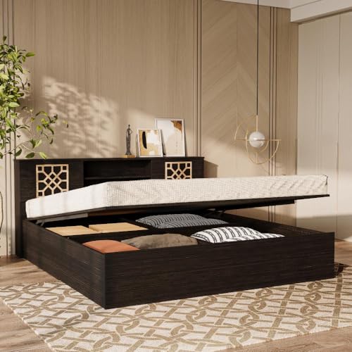 Image of Wakefit Bed | 1 Yr Warranty | Bed Queen Size, Comes with Hydraulic Storage, Noise-Free, Density: 680-750 kg /m, Termite & Borer Resistant, Fits Mattresses Up to 8 inches (Algol 78 x 60 - Wenge)