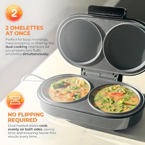 Machine omelette XL double plaques profondes antiadhésives faciles à nettoyer