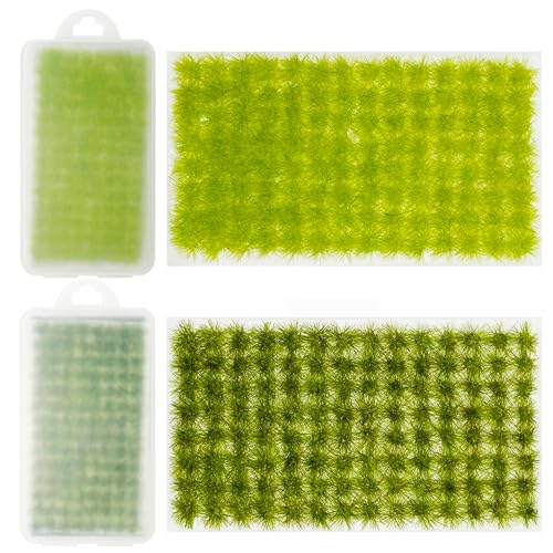 Cayway 2 Color Static Grass Tuft Model Grass Tufts Terrain Model Kit Resin Static Scenery Model Miniature Shrubs Bushes for Train Landscape Railway Artificial Grass Modeling - Image 2