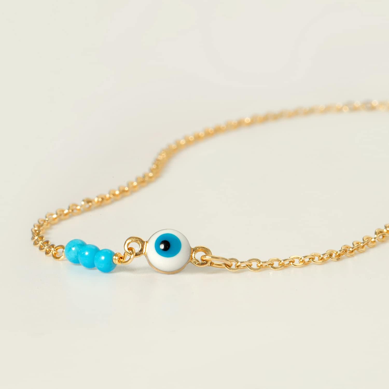 Gold Dainty Turquoise Anklet for Women,14K Gold Plated Cute Tiny Beaded Evil Eye Boho Beach Foot Chain Ankle Bracelet for Women on Summer - Image 6