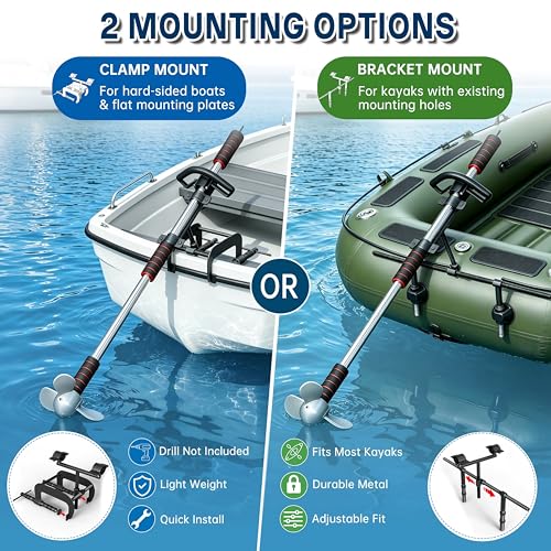 Image of Drill Propeller with Mount Kit, Handle & Installation Guide - Fits for Kayak, Canoe, Raft, Boat, Outdoors, Pontoons, Fishing Tubes, Watercraft, Dinghy, Sailboat