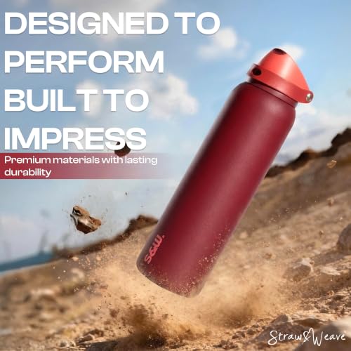 Image of STRAW&WEAVE PureFlow Water Bottle 710 ml Stainless Steel Sports Bottle with Sipper Cap | For Home, Office, Gym, Travelling | Lightweight | BPA Free