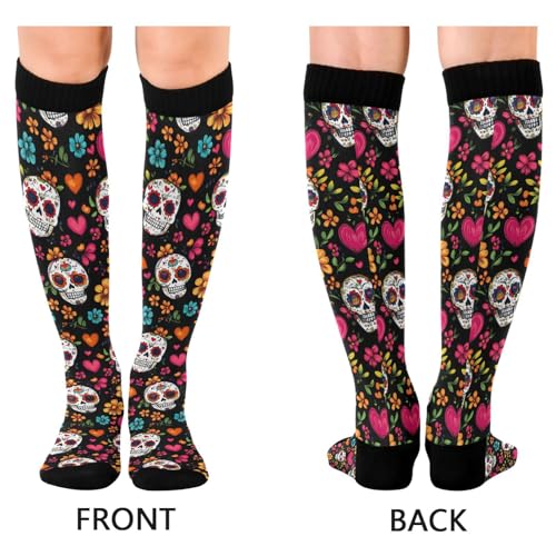 Image of Wusikd Pirate Skulls Compression Socks for Women and Men Circulation Cute Long Socks for Athletic Running 1