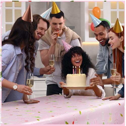 Image of FuWeave 3pcs a Tini Bit Older Birthday Decor Martini Tablecloth for Birthday Decor Waterproof Plastic Table Covers for Pink Martini Bachelorette Bridal Shower Party, 54x108inch