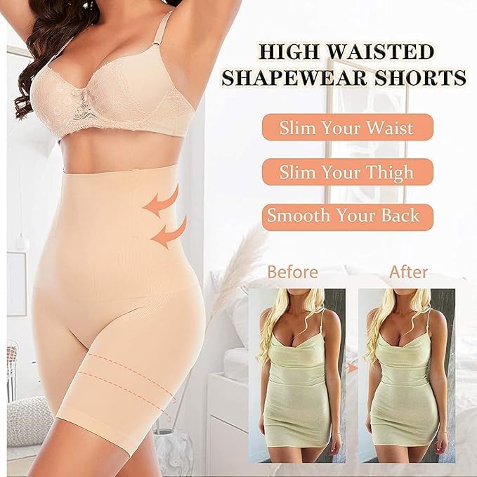 Image of CULINA High Waist Tummy Control Shapewear Shorts | Body Shaper for Women | Tummy Tucker| Seamless Body Shaper | Shorts Under Dress | Comfortable | Breathable