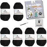 Das Garn hat eine Lauflänge von 55m auf 50g. Empfohlene Nadelstäre 6,0mm-7,00mm