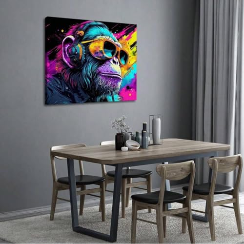 Peinture gorille abstraite sur toile encadrée format 40x60cm pour salon - 3
