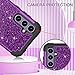 LONTECT for Galaxy S25 Plus 5G Case Shockproof Three-Layer Heavy Duty Hybrid Sturdy High Impact Protective Cover Girls Women Glitter Case for Samsung Galaxy S25 Plus 5G 2025,Shiny Violet