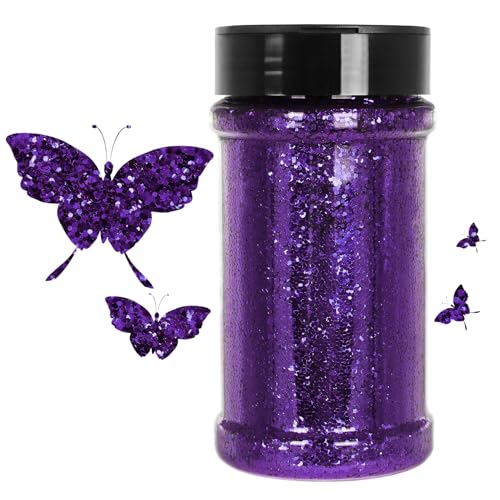 WOOGLITTER Purple Glitter, 7.05 Oz (200g), Chunky Glitter for Resin Crafts Nails Tumblers Slime Cosmetic and Festival Decoration - Purple Chunky Glitter Bulk
