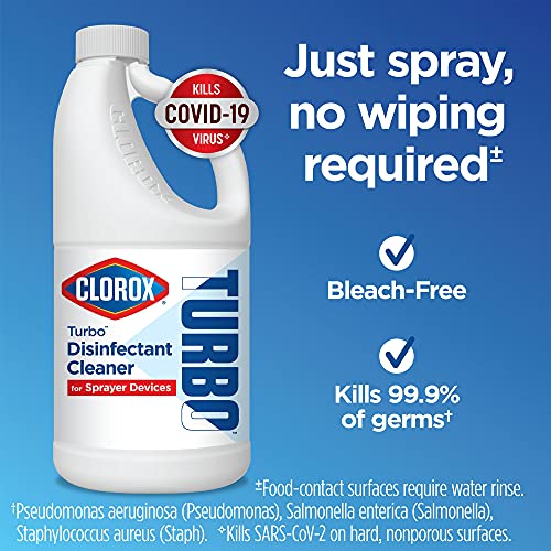 Clorox Turbo Disinfectant Cleaner For Sprayer Devices, Bleach-Free, Kills Cold And Flu Viruses, Industrial Cleaning, Hospital Cleaning, Kitchen And Bathroom Cleaning, 64 Fluid Ounces #TOP1