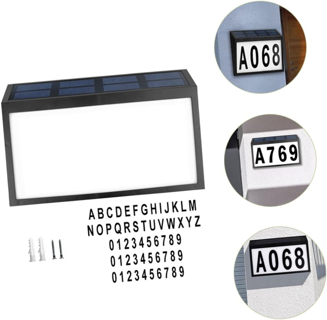 DOITOOL 1set Solar Powered House Number Sign Design and Bright Light for Outdoor Address Visibility Easy Installation for Gardens Yards and Streets