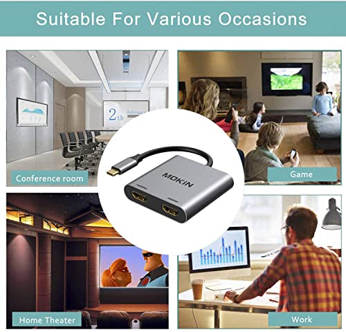 Image of USB C Docking Station USB Type C to Dual Monitor HDMI Adapter 4K@60HZ for MacBook Pro 2020-2016,MacBook Air 2020-2018,Chromebook Pixel,LenovoYoga 720 /730,Surface Book 2 etc
