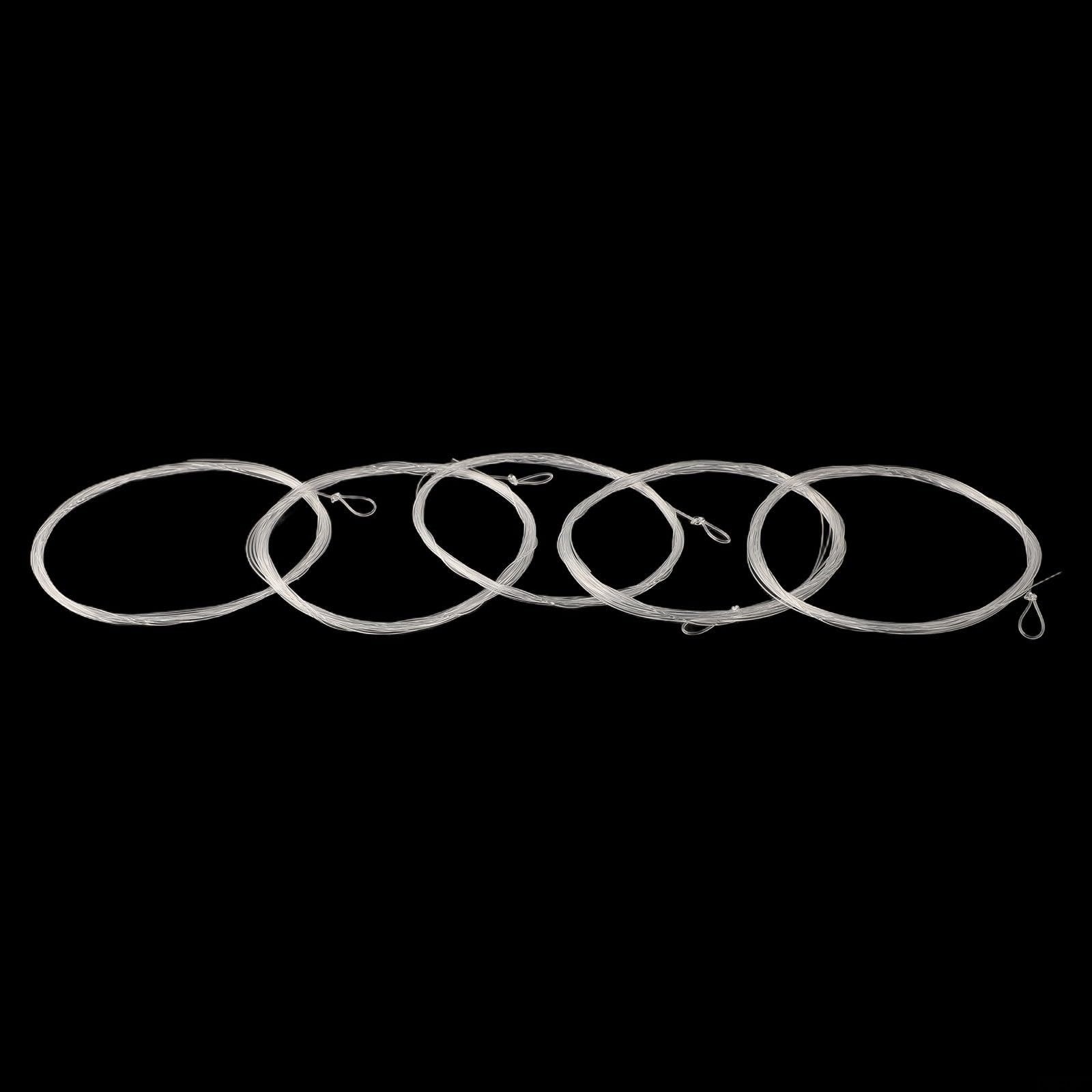 Lot de 5 lignes de pêche à la mouche en nylon transparent invisible avec boucle pré-attachée pour truite, bar, brochet