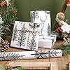 LeZakaa Woodland Christmas Wrapping Paper Roll, Vintage Forest Reindeer & Snowy Pine Trees in Black White Sketch-style Design, Holiday Party Gift Wrap for Kids Boys Girls, Mini Roll 17 in x 16.4 Ft #1
