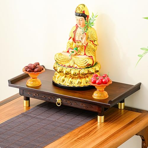 Étagère d'autel Bouddha pour créer un coin méditation Feng Shui avec table rétractable