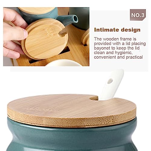 Ceramic Sugar Bowl, Porcelain Sugar Pot with lid and Spoon, 300ml/10.56oz Seasoning Storage Jar Salt Pot Salt Container for Coffee Bar, Home Kitchen(Dark Green) - Image 6