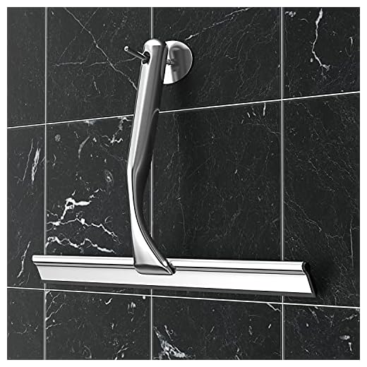 Rasqueta Limpiacristales Profesional Acero Inoxidable, Limpia Mamparas Ducha Cristal con Colgador de Pared, Limpiador Mampara Ducha Cristal, para Ventanas baño Coche Azulejos