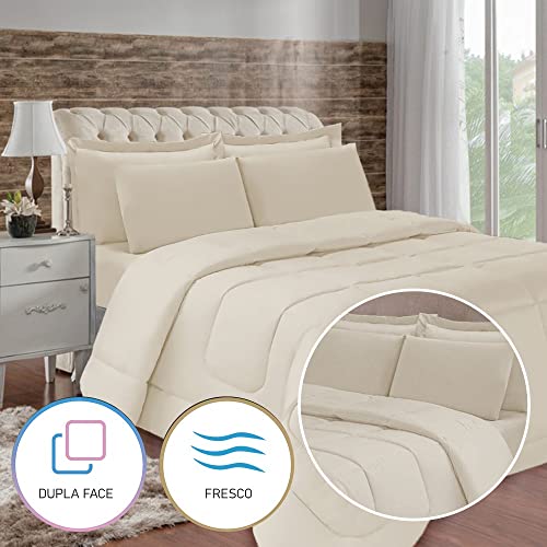 Edredom Casal Queen Aconchego Dupla Face 2,4 X 2,1 Metros Casa Dona (Bege)