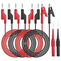 Fousenuk Krokodilklemmen Mit Kabel + Prüfsonden, Messspitzen Multimeter, Bananenstecker, Messleitung, Messleitungen, Krokodilklemme, Prüfspitzen Stecker, für Digital Multimeter Elektrische Prüfung