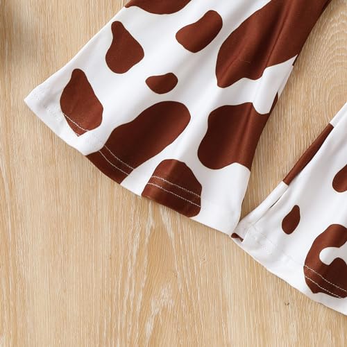 Image of Ayzozuy Kids Toddler Girl Clothes Letter Print Graphic Top + Leopard Print Flare Leg Pants 2PC Summer Clothing Set