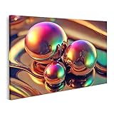 Taille: 100x57cm islandburner Tableau sur Toile Conception Abstraite de sphères D Brillantes liquides holographiques Cadre Affiche Poster Murale Tableaux