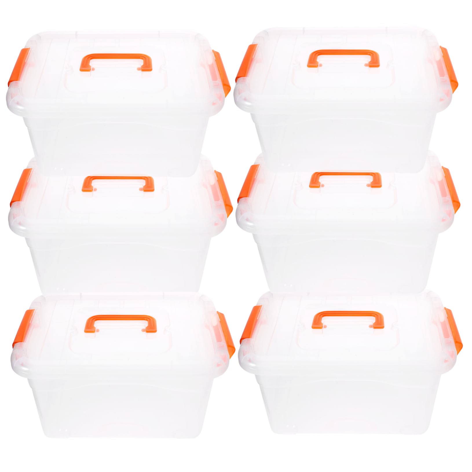 OUNONA Cajas Organizadoras Transparentes Grandes 3l Tapa y Asa, Set 6 Piezas de Plástico Resistente para Almacenamiento Doméstico, Uso Portátil y Orden Hogar