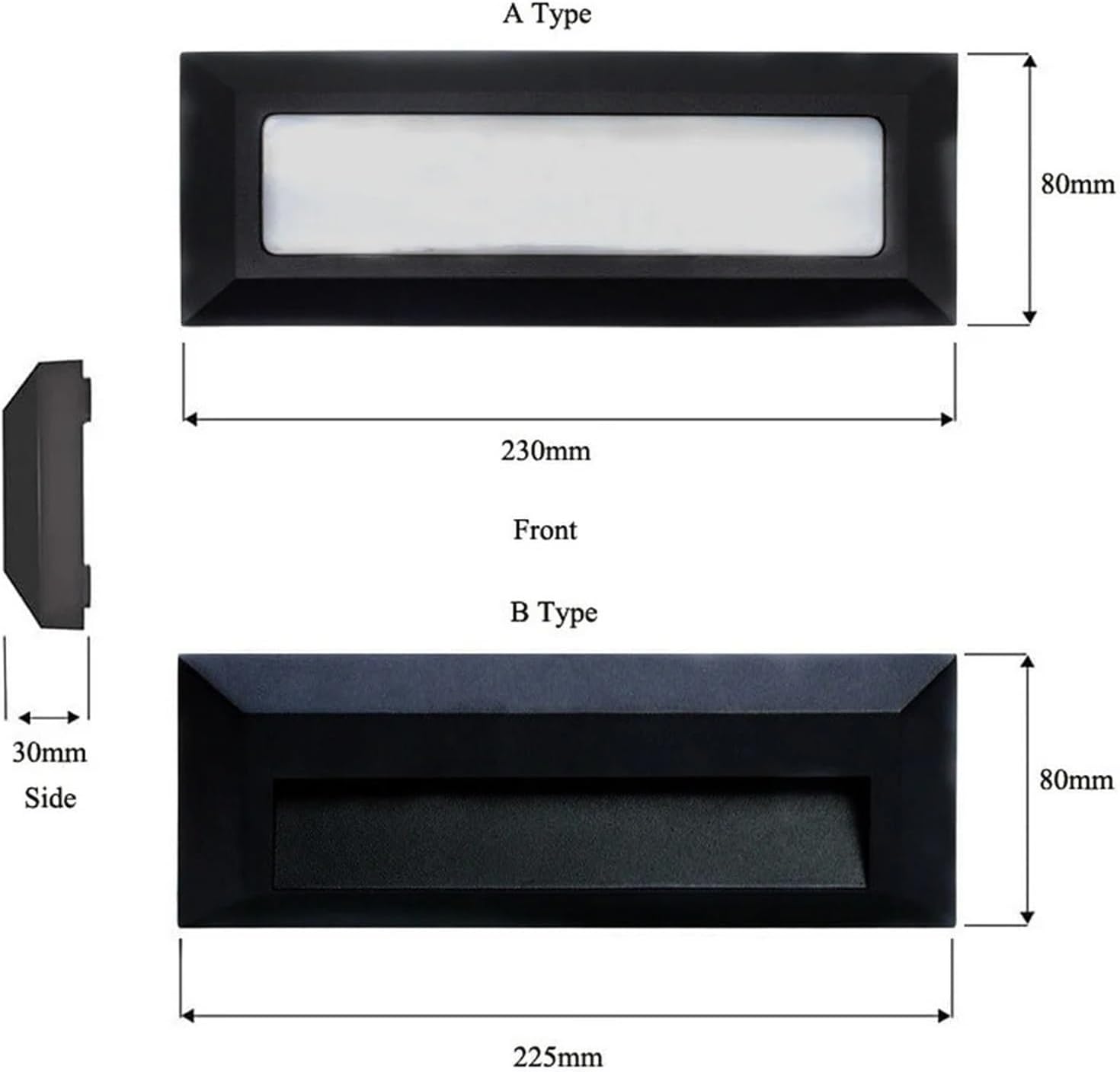 Ultrathin 6W Surface Mount LED Stair Step Light Wall Corner Footlight IP65 Porch Stairway Aisle Balcony Courtyard Garden Lamp(Black,Warm White Light_B Type)