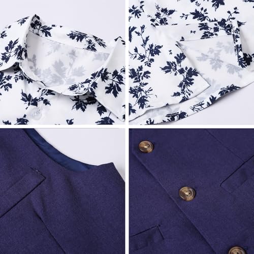 Image of SANGTREE Boys Suit Cotton Linen Formal Set Baby Boy Dress Clothes Gentleman Wedding Ring Bearer Outfits, 3 Months - 9 Years