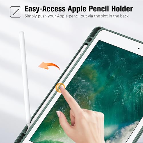 ProCase iPad Air 3 2019 / iPad Pro 10.5インチ 2017 専用 ケース ペンホルダー付き オートスリープ/ウェイク機能 耐衝撃 三つ折りスタンド - ミッドナイトグリーン