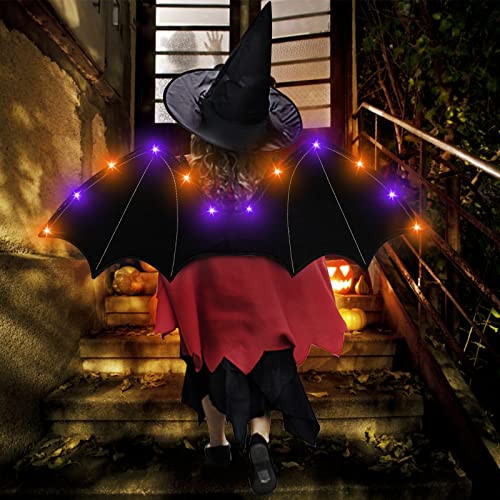 Camlinbo 12Led Halloween Black Bat Wings Costume,Orange Purple Lights Vampire Halloween Costume Accessory #TOP1