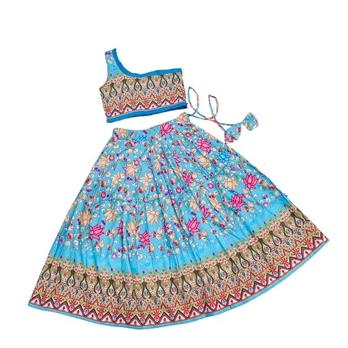 Image of E-Sqare Kids Girls Multicolour Bandhani Print Lehenga Choli Set | Ethnic Wear Dress | Readymade Clothing Set | 2 to 8 Years