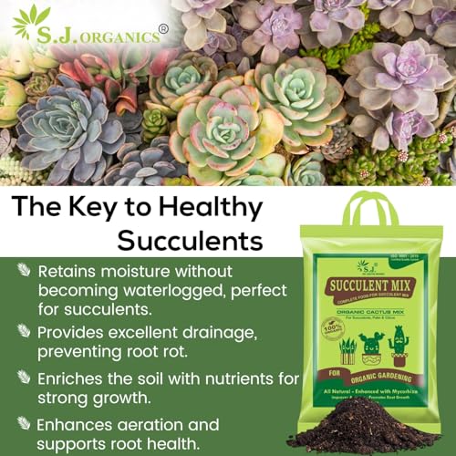 Image of S.J. Organics 100% Organic Succulent and Cactus Potting Soil Mix- 20 kg Premium Potting Mix with Perlite, Well-Drained & Aerated, Ideal for Succulents, Cacti, Root Growth | Succulent Soil Mix