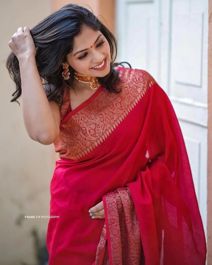 Image of Yashika Women Banarasi Kanjivaram Silk Saree Set with Blouse |saree for Women | Saree | New Sari