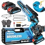 Mini Chainsaw - Brushless Motor 1000W, Electric Chainsaw Cordless 6 Inch with Auto Oiler-System, 4000mAh Battery, Knob Instantly Adjusts Chain Tightness, Small Chainsaw for Cut Wood, Tree Trimming