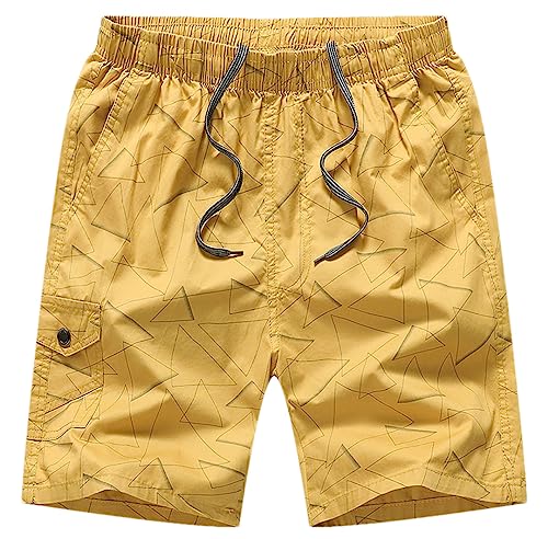 Pantalon de jogging d'extérieur pour homme, bermuda camouflage d'été en coton jaune