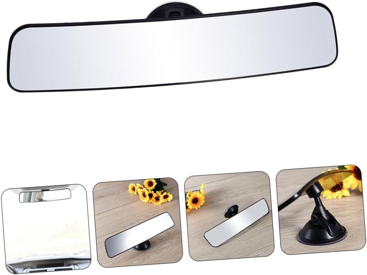 Cabilock 2pcs Car Rearview Mirror Panoramic Wide Angle Interior Mirror Suction Cup for Safe Driving