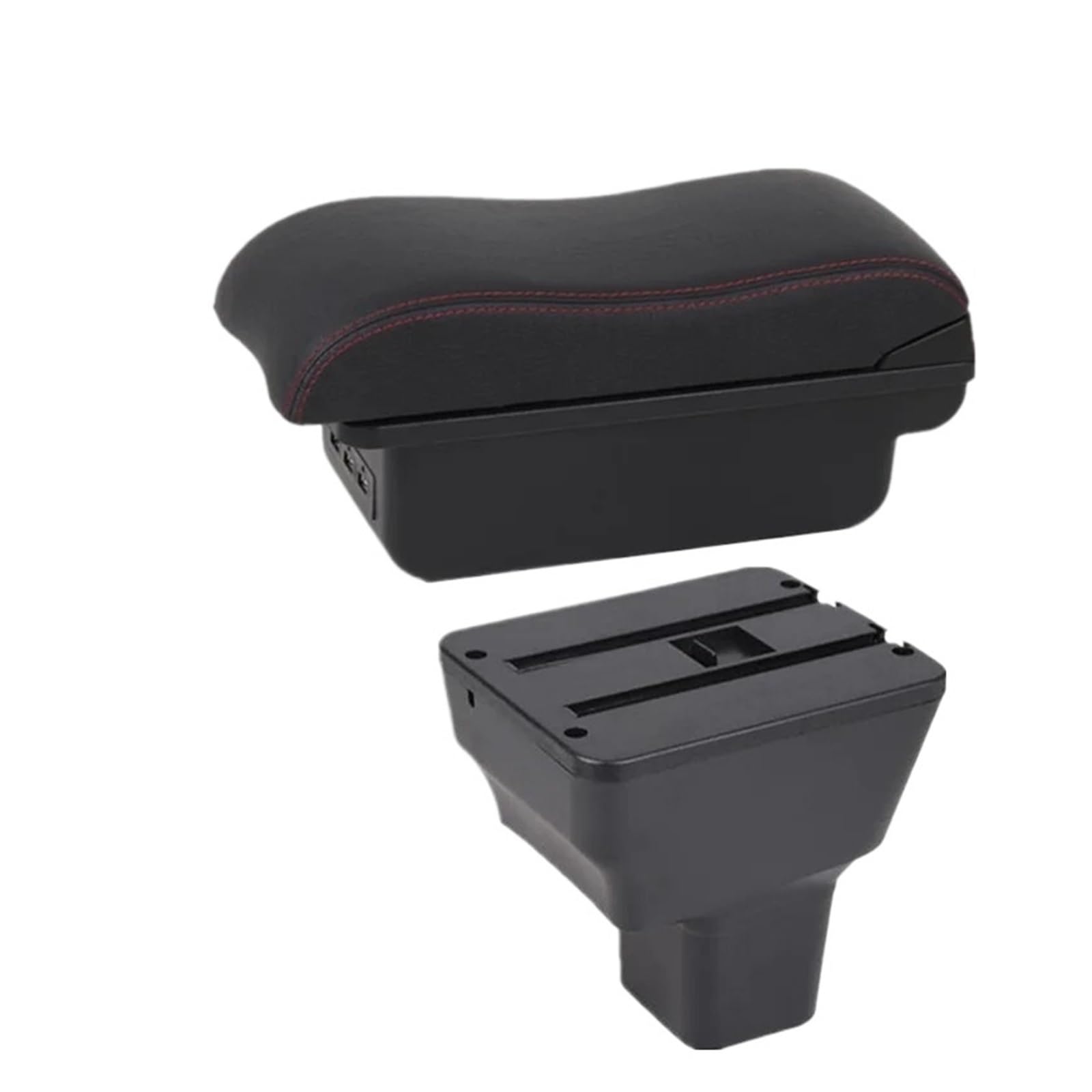 UMDJJU For Nissan For Kicks 2016-2024 Storage Box Interior Dedicated Retrofit Car Accessories Car Centre Console Armrest Box(B2 Black red 3USB)
