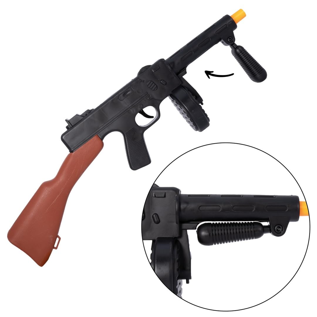 P'TIT CLOWN - Mitraillette Factice en Plastique - Accessoire Déguisement Braqueur, Gangster - Idéale pour Carnaval, Halloween, Cosplay, Fêtes Costumées (Mitraillette de Gangster - 50 cm)