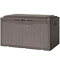 Greesum 100 Gallon Resin Deck Box Large Outdoor Storage with Cushions for Patio Furniture, Garden Tools, Pool Supplies, Weatherproof and UV Resistant, Lockable, Dark Brown
