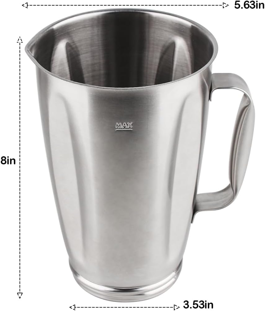 Premium Stainless Steel Jar with Lid Compatible with Oster Pro 1200 Blender