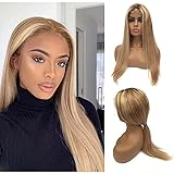Pre Plucked Blonde Lace Front Wigs 18 ' 150% Density Highlights Lace Part Wigs Golden Brown to...