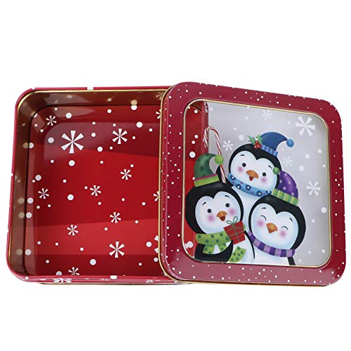 ABOOFAN - Caja para galletas de hierro, color blanco, cuadrada, decoración de metal, recipiente de almacenamiento de regalos para velas de bricolaje, especias de frutas secas y té