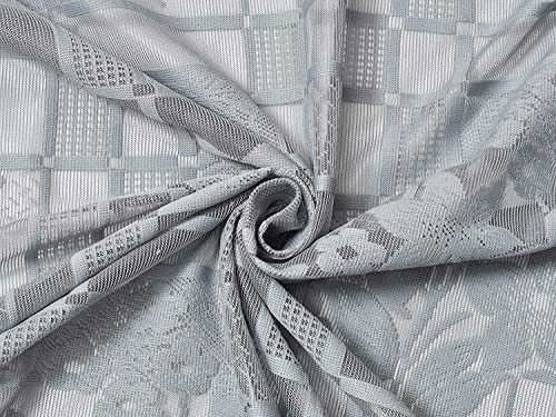 Image of Fabrilia Heavy Polyester Net Semi Sheer Fancy Grommet Curtains, Floral Design, Grey, Long Door- 4 Feet X 9 Feet, Pack Of 2 Pcs