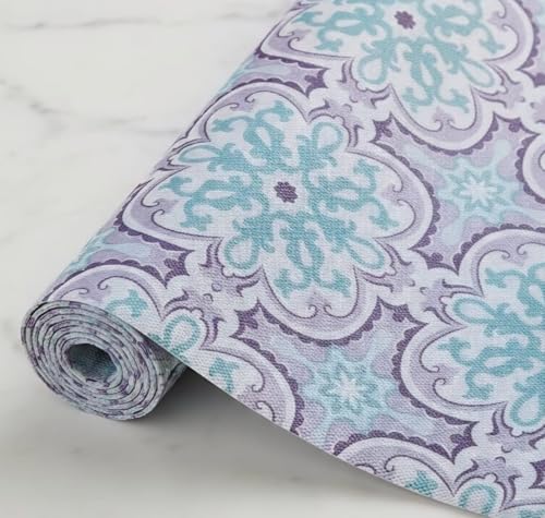 Image of Dribble EVA Shelf Liner Mat 45x500cm Roll, Non Slip Drawer & Cabinet Liner for Kitchen, Waterproof Oilproof Washable Fridge Mat, Anti Skid Cupboard Wardrobe Multipurpose Mat (Purple /Green mandala Art)