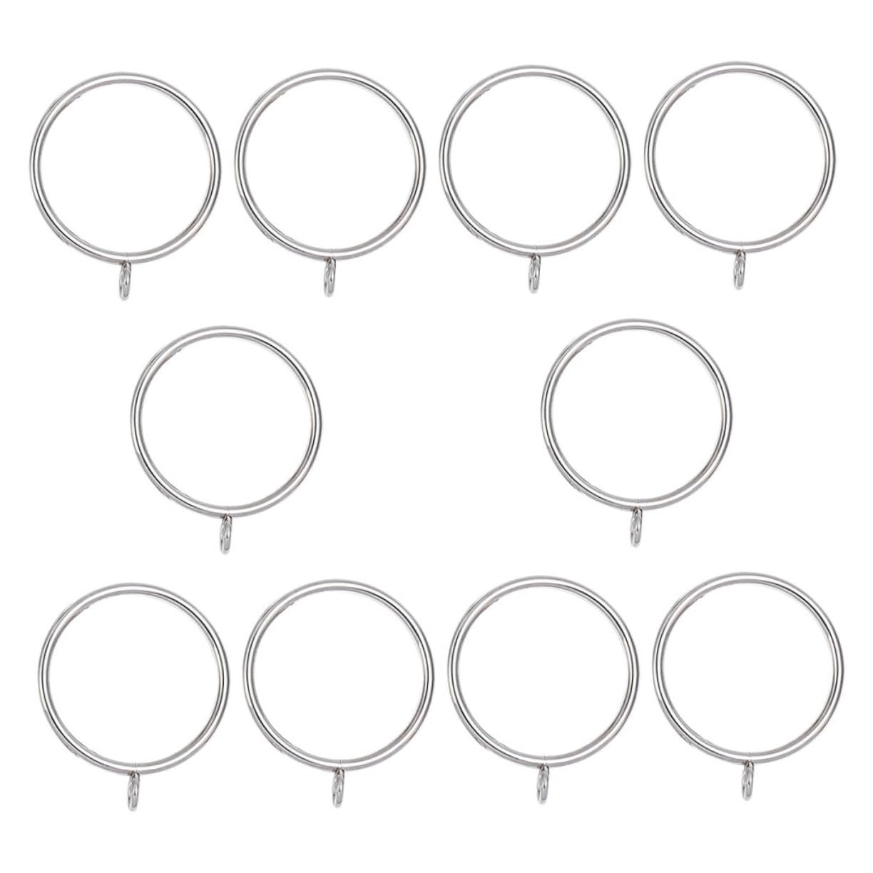 MUCKLILY 10Pcs Stainless Steel Curtain Rings Heavy Duty Shower Curtain Fixing Circles and Sturdy Hangers for Bathroom Curtains Smooth Sliding Design Rustproof and