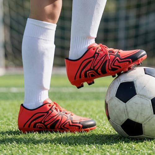 DREAM PAIRS Boys Girls Baseball Soccer Cleats,Red,11 Little Kid - image 2