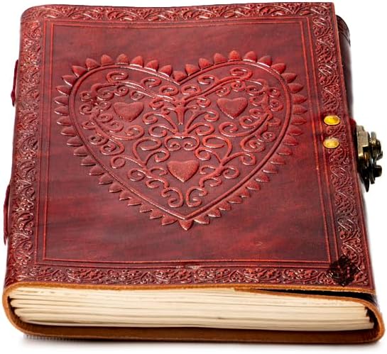 Leather Journal Notebook for Women Men - Celtic Heart Leather Journals for Writing 6 x 8 inches - Lined paper 200 pages Handmade Vintage Sketch book Gift Brown image 5