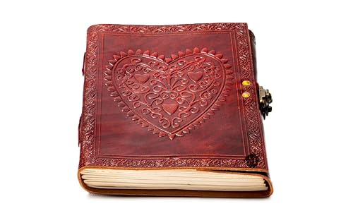 MONTEXOO Celtic Heart Handmade Vintage Large 8'' Embossed Leather Bound Journal With Lock For Men Women Blank pages personal Diary notebook journal gift6 x 8 - Thumbnail 2