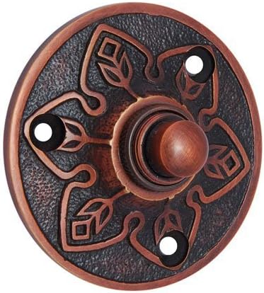 Adonai Hardware Flower Brass Bell Push or Door Bell or Push Button - Antique Copper