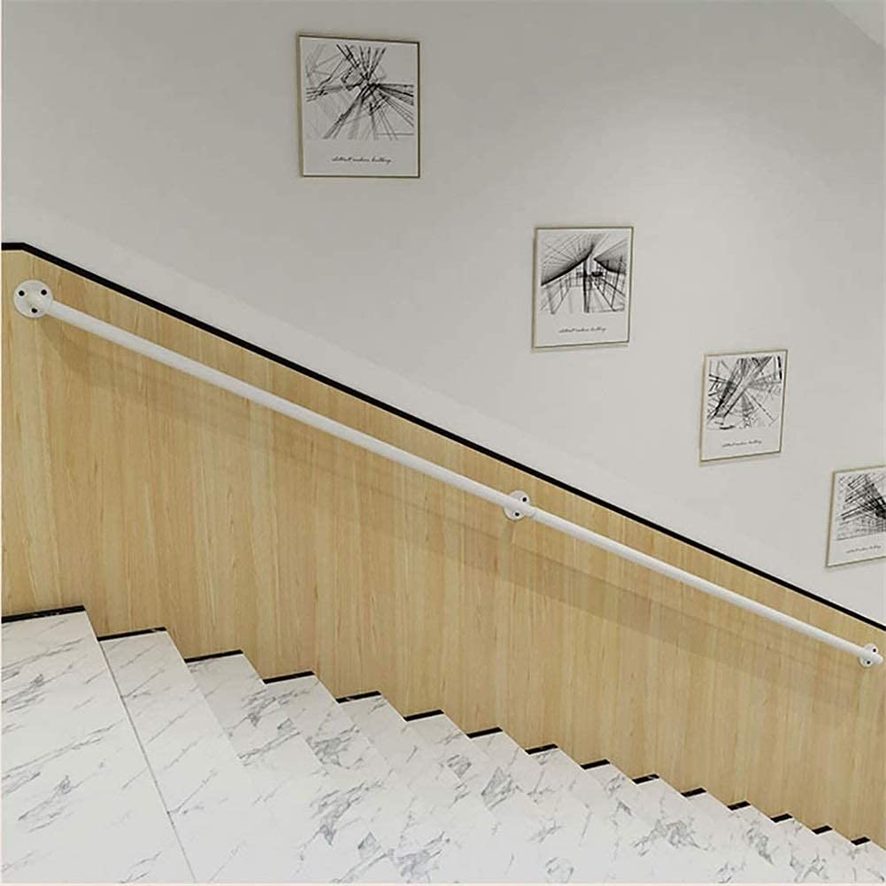 Corrimano bianco da 1 piede a 20 piedi - Kit completo. Supporto da parete Supporto da parete Corrimano industriale in tubo di ferro nero per loft per scale, corridoio mansardato Maniglie interne ed